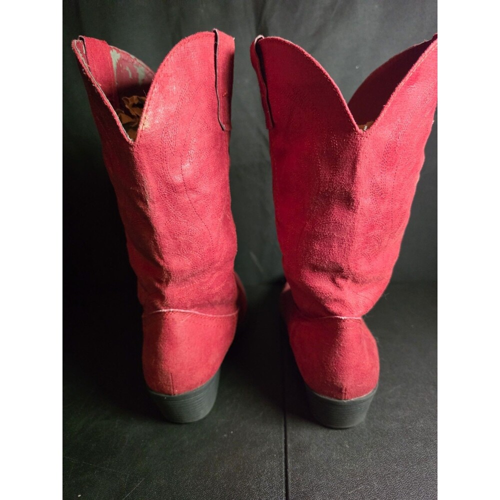 Rampage Walden Women's 9M Red Western Cowboy Cowgirl Boots 300301 Faux Suede - Picture 2 of 13
